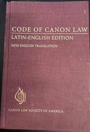 Item #8856 Code of Canon Law, Latin-English Edition: New English Translation. Canon Law Society...