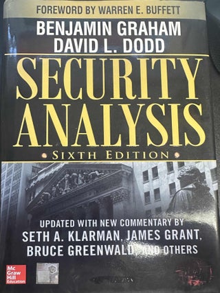 Item #8908 Security Analysis. Benjamin Graham, David L. Dodd, Warren E. Buffett, foreword