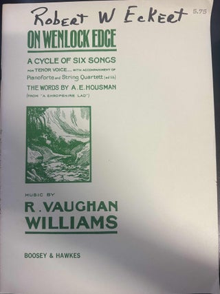 Item #9161 On Wenlock Edge: A Cycle of Six Songs for Tenor Voice. R. Vaughan Williams