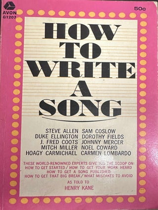 Item #9433 How to Write a Song. Henry Kane
